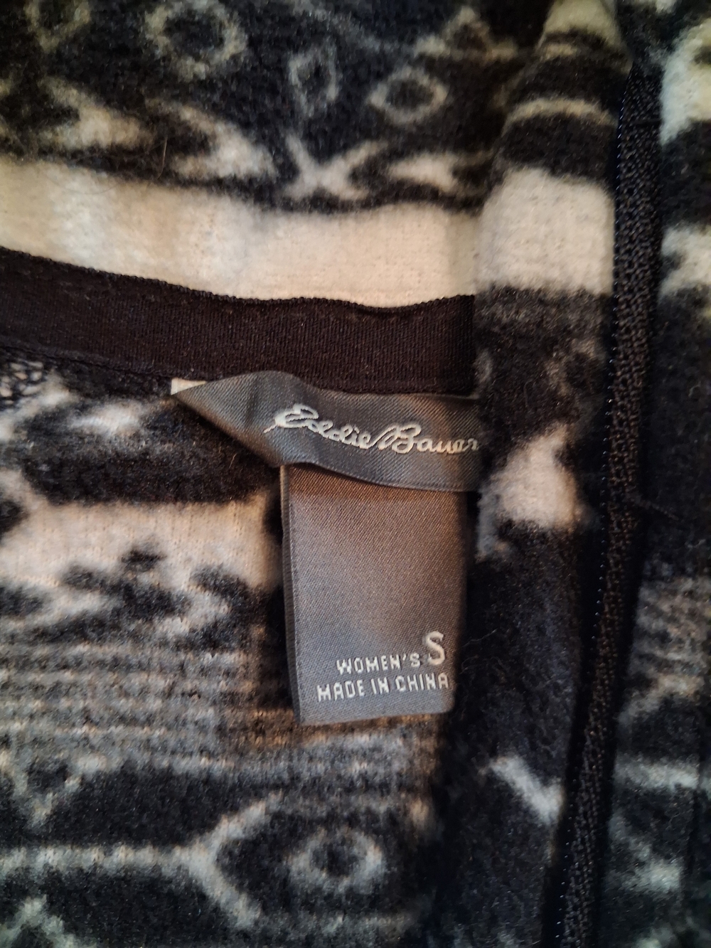 Eddie Bauer Black & White Print Quarter-Zip Pullover Womwn's Size Small - Picture 2 of 7